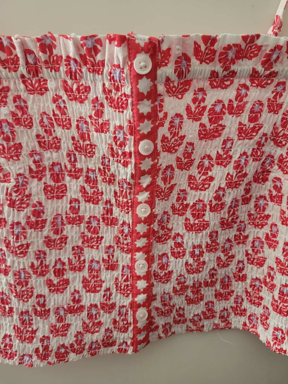 Roller Rabbit Pink Floral Smocked Crop Camisole Size L - Picture 2 of 5